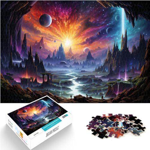 Spielzeug-Puzzle, farbenfrohe kosmische Kunst, 500-teiliges Puzzle, Holzpuzzle, Lernspielzeug, Familienspiele, Weihnachts- und Geburtstagsgeschenke (38 x 52 cm) von AITEXI