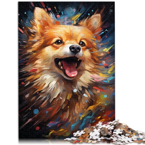 Spielzeug-Puzzle, farbenfrohe psychedelische Zeichnung eines süßen Hundes für Erwachsene, 1000-teiliges Puzzle, Lernspiele, Holzpuzzle, Denksportspiel (50 x 75 cm) von AITEXI