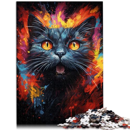 Spielzeug-Puzzle, schwarzes Katzen-Puzzle, farbenfrohes, realistisches 1000-teiliges Puzzle für Erwachsene, Holzpuzzle, Puzzle, Lernspiele (50 x 75 cm) von AITEXI