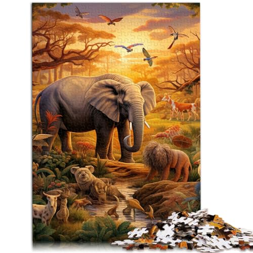 Spielzeug-Puzzle Afrikanische Tiere Puzzle | Puzzle 300 Teile für Erwachsene Holzpuzzle Puzzle Lernspiele Heimdekorationspuzzle (26 x 38 cm) von AITEXI