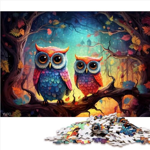 Tierkunst-Eule-Puzzle für 1000 Teile, 100% recycelter Karton, nachhaltiges Puzzle für Erwachsene, Familie oder Kinder, Puzzle 1000 Teile (26 x 38 cm) von AITEXI