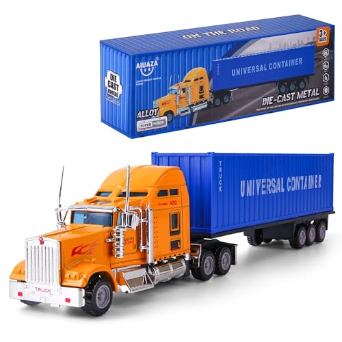 AIUAZA 1/65 LKW-Modell, Abnehmbares Frachtcontainer-Modell, Kinder-LKW-Spielzeugmodell, Legierungs-LKW, Semi-Truck, Anhängerspielzeug für Jungen von AIUAZA