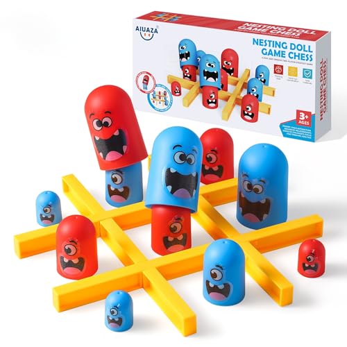 AIUAZA Tic Tac Toe Strategisches Brettspiel für Kinder und Familie,Party Tabletop Spiele, Strategie Kopf an Kopf Spiele,Freundliches pädagogisches Brettspiel, Geeignete Party 2 Spieler Spielzeug (1PC) von AIUAZA