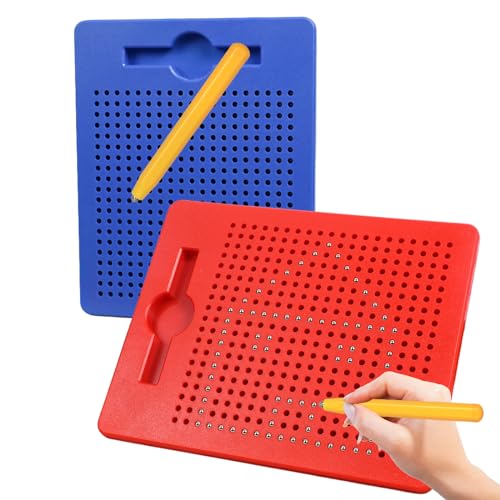 AIVORO 2 Stück Magnetische Zeichenbretter: Magnettafel Kinder - Kleines Magnetisches Stahlkugel Zeichenbrett mit Stift, Magnet Spielzeug Reisebeschäftigung für Kinder Ab 3 Jahre (Rot, Blau) von AIVORO