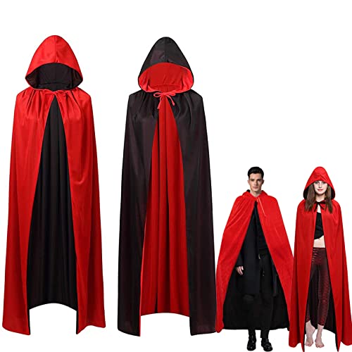 AIXIMA Vampir Umhang Erwachsene Dracula Kostüm Vampirumhang Damen und Herren Vampir Kostüm Umhang - rot & schwarz - Kaputzenumhang für Kinder & Erwachsene von AIXIMA