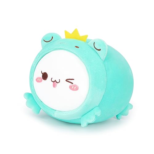 AIXINI Süßes Katzen-Frosch-Plüschkissen, 39,9 cm, Kätzchen-Frosch-Plüschtier, weiches Kawaii-Katzen-Plüschtier mit Frosch-Outfit, Kostüm, umarmendes Plüsch-Kissen, Spielzeug, Geschenke für Kinder von AIXINI