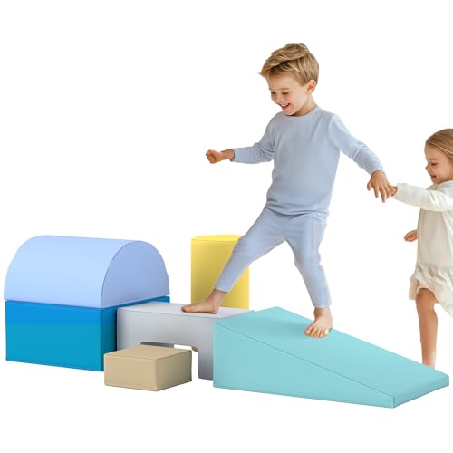 AIYAPLAY 6PCS Baby-Motorik-Modul Baby-Motorik-Parcours Bausteine aus Schaumstoff mit kunststoffbeschichtetem Bezug - Lernspielzeug für Vorschulkinder, Mehrfarbig von AIYAPLAY