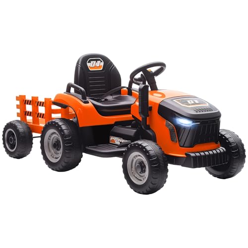 AIYAPLAY Elektrischer Kinder Traktor mit Anhänger, Aufsitztraktor mit Fernbedienung, 2 Motor, 3-Gang Kinder Elektroauto mit Musik, Hupe, Startgeräusch, Sanft Start, 3-5km/h, für 3-8 Jahre, Orange AIYAPLAY Elektrischer Kinder Traktor mit Anhänger, Aufsitztraktor mit Fernbedienung, 2 Motor, 3-Gang Kinder Elektroauto mit Musik, Hupe, Startgeräusch, Sanft Start, 3-5km/h, für 3-8 Jahre, Orange von AIYAPLAY