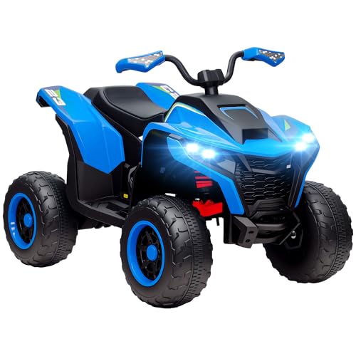 AIYAPLAY Elektro Quad für Kinder 12V Elektro Kinderquad mit 2 Motor, 3-6km/h Quad mit Federung, LED-Leuchte, Kinderauto mit USB, Musik für 3-8 Jahre Kinder, Blau von AIYAPLAY