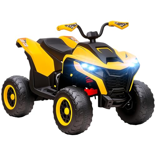 AIYAPLAY Elektro Quad für Kinder 12V Elektro Kinderquad mit 2 Motor, 3-6km/h Kinder Quad mit Federung, LED-Leuchte, Kinderauto mit USB, Musik für 3-8 Jahre Kinder, Gelb von AIYAPLAY