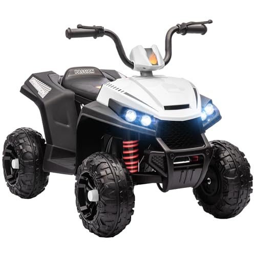 AIYAPLAY Elektro Quad für Kinder 12V Kinderquad mit 4-Rad-Federung, MP3-Musikplayer, Kinderfahrzeug mit Scheinwerfer, Vorwärts- und Rückwärtsgang, für 3-5 Jahre Kinder, 5 km/h, Metall, Weiß von AIYAPLAY