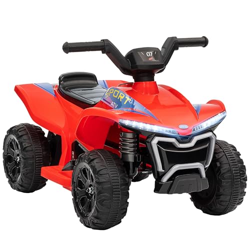 AIYAPLAY Kinder Elektro-Quad 6V, Kinder Elektroauto, Geschwindigkeit 2,5 km/h, mit Scheinwerfern, vorwärts und rückwärts fahren, für Kinder 18-36 Monate, rot von AIYAPLAY