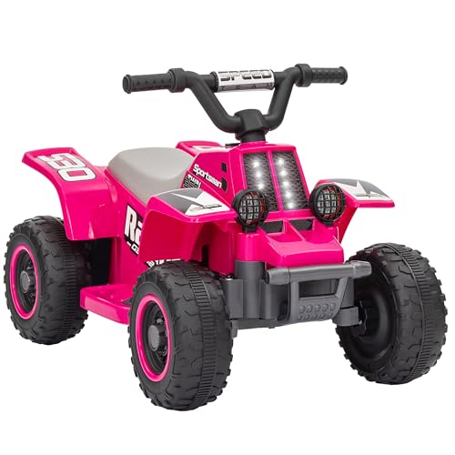 AIYAPLAY Kinder Elektro-Quad Elektro Kinderquad mit Vorwärts-und Rückwärtsfunktion, LED und Hupe Elektroauto für 1,5-3 Jahre Kinder 3 km/h Metall Rosa von AIYAPLAY