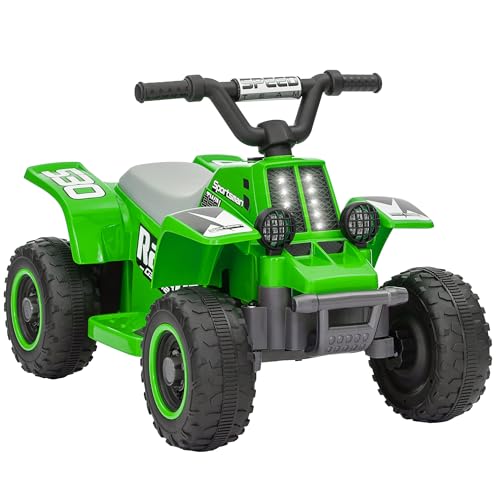 AIYAPLAY Kinder Elektro-Quad Elektro Kinderquad mit Vorwärts-und Rückwärtsfunktion, LED und Hupe Kindermotorrad Elektroauto für 1,5-3 Jahre Kinder Metall Grün von AIYAPLAY