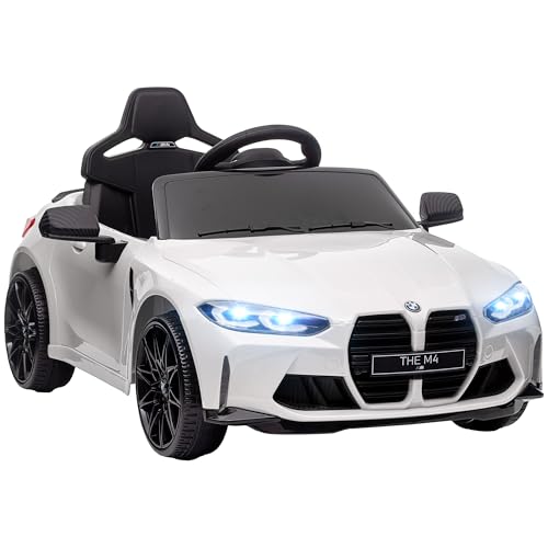 AIYAPLAY Kinder Elektroauto 12V Kinderauto mit 2,4G-Fernbedienung, Federung, Sanft-Start, Elektrofahrzeug mit MP3, USB, LED-Lichte, Hupe, 3-5 km/h, für Kinder 3-5 Jahre, Weiß von AIYAPLAY