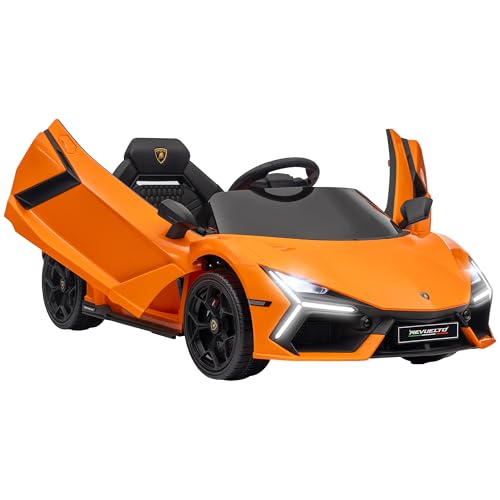 AIYAPLAY Kinder Elektroauto 12V Kinderauto mit 2,4G Fernbedienung, Musik, Elektrofahrzeug mit Leuchte, USB/MP3-Anschluss, Rückwärtsfunktion, bis 5 km/h, für Kinder 3-5 Jahre, Orange von AIYAPLAY