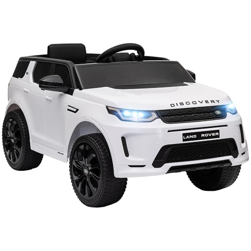 AIYAPLAY Kinder Elektroauto 12V Land Rover Discovery Sport Kinderauto mit 2,4G Fernbedienung, Musik, Hupe, Elektrofahrzeug mit LED-Lichtern, USB/MP3-Anschluss, 3-5 km/h, für Kinder 3-6 Jahre, Weiß von AIYAPLAY