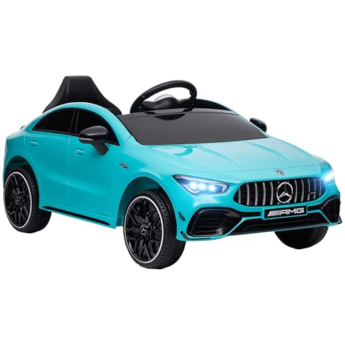 AIYAPLAY Kinder Elektroauto Mercedes-Benz AMG CLA 45, 12V Kinderauto mit 2,4GHz Fernbedienung, Musik, Elektrofahrzeug mit Leuchte, USB/MP3-Anschluss, Kinderfahrzeug mit Hupe, für 3-6 Jahre, Hellblau von AIYAPLAY