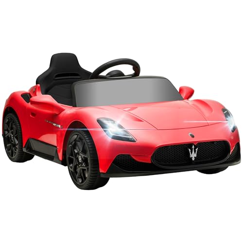 AIYAPLAY Kinder Elektroauto lizenziert Maserati MC20 Elektrofahrzeug 12V mit 2,4G Fernbedienung, Softstart, LED, Musik und Hupe, gefederte Federung, 3-6 Jahre, rot von AIYAPLAY