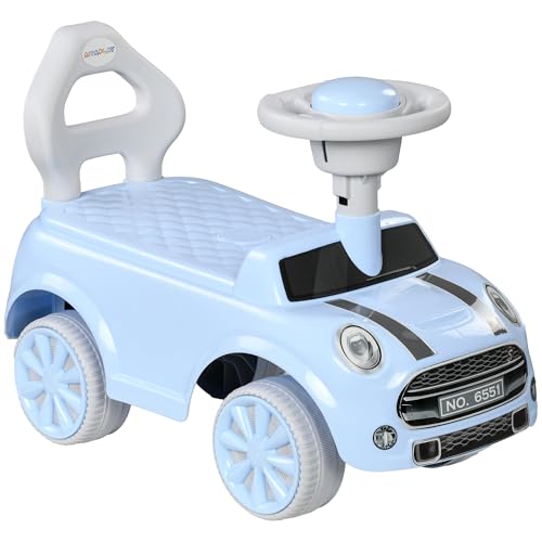 AIYAPLAY Kinder Rutschauto, Kinderfahrzeug mit Lenkrad Hupe, Kinderauto, Rutscherfahrzeug mit Kippschutz, Rutscher für Kinder, Hellblau, 53 x 25 x 35 cm von AIYAPLAY