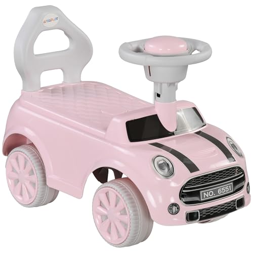 AIYAPLAY Kinder Rutschauto, Kinderfahrzeug mit Lenkrad Hupe, Kinderauto, Rutscherfahrzeug mit Kippschutz, Rutscher für Kinder, Rosa, 53 x 25 x 35 cm von AIYAPLAY