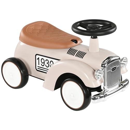 AIYAPLAY Kinder Rutschauto, Kinderfahrzeug mit Stauraum, Kinderauto, Rutscherfahrzeug mit Kippschutz, Rutscher für 1-3 Jahre Kinder, Creme, 58 x 27 x 35 cm von AIYAPLAY