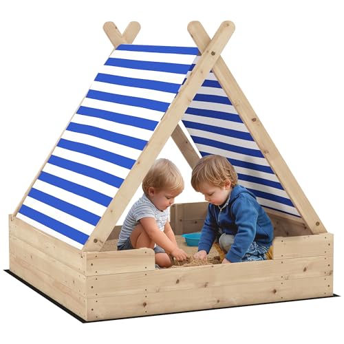 AIYAPLAY Sandkasten mit Abdeckung 120 x 120 cm aus Massivholz Imprägniert Kinder Sandbox mit Zeltdach Bodenvlies, Sandkiste für Outdoor Terrasse Balkon Garten AIYAPLAY Sandkasten mit Abdeckung 120 x 120 cm aus Massivholz Imprägniert Kinder Sandbox mit Zeltdach Bodenvlies, Sandkiste für Outdoor Terrasse Balkon Garten von AIYAPLAY