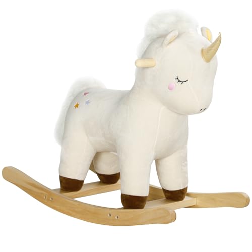 AIYAPLAY Schaukeltier, Baby Schaukelstuhl mit Unicorn Design, Sound, Schuakelsitz, Schaukelpferd, Schaukelspielzeug für Kleinkinder ab 2 Jahre, Plüsch, Weiß von AIYAPLAY