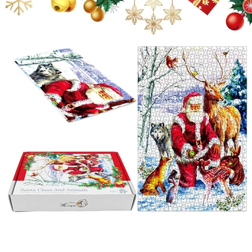 Vintage-Weihnachtspuzzle, Weihnachtspuzzle für Kinder - 1000X Adventskalender-Puzzle,Weihnachtsmann-Puzzle-Lernspielzeug, pädagogische Familienspiele, Rätselspaß für Frauen und Männer von AIYING