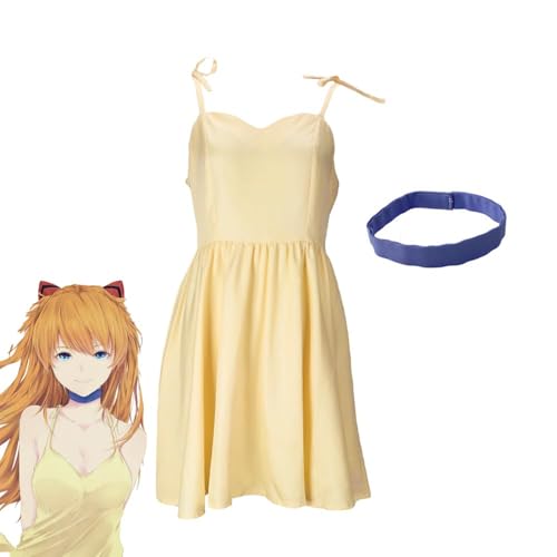 AIYINIY Asuka Langley Soryu Cosplay Kostüm Outfits Gelbes Kleid Damen Asuka Langley Soryu Anime Cosplay Halloween Kostüm Erwachsene (Asuka Langley Soryu, L) von AIYINIY