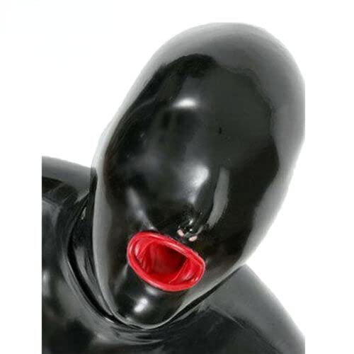 AIYOUBRS Latexmaske, Gummiabdeckung, schwarze Maske für Damen, Party-Kostüm, Cosplay, Club(Größe: XXL-73 cm) von AIYOUBRS