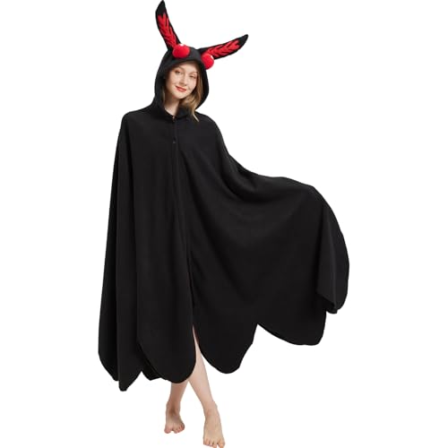 AIYOUYIYA Mothman Kostüm Mothman Cosplay Kapuzenumhang Halloween Weihnachten Kostüm für Damen und Herren, Mothman Kostüm Übergröße, One Size Fits All von AIYOUYIYA