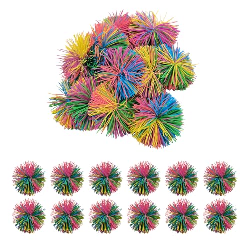 AIZHAZHA 12 pcs Bunte Gummibälle, Wuschelball,Bunte Sensorische Bälle, Regenbogen-Gummibälle, Kinder-Hüpfbälle, Geeignet für Kinder und Erwachsene von AIZHAZHA