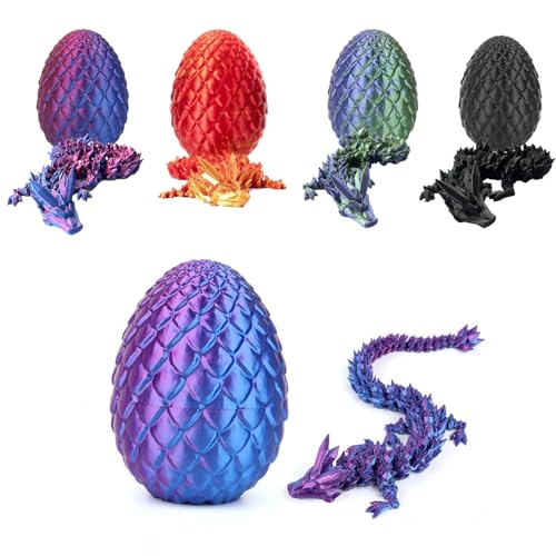 AIZQYC 3D Gedrucktes Drachenei mit Drache, Geheimnisvolle 3D Kristall Drache Spielzeug im Ei Groß, 3D-Gedruckter Beweglicher Überraschungsdrache für Kinder Erwachsene. von AIZQYC