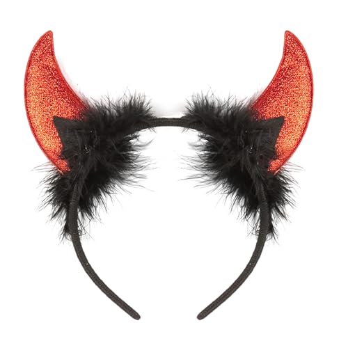 AIZQYC Dämon Hörner Haarreif, Teufelshörner, Halloween Devil Hörner Kopfschmuck Gothic für Damen & Kinder Kostüm Party, Fasching & Karneval Cosplay Deko Accessoire - Rot von AIZQYC