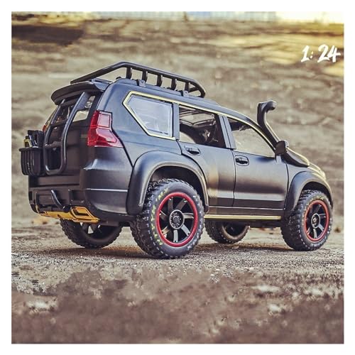 AJIEYMXS Pull-Back-Modell Für Prado SUV Legierung Auto Modell Diecast Metall Modifiziertes Geländewagen Modell 1:24 Anteil (Size : Noir) von AJIEYMXS