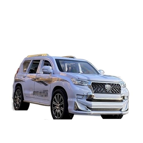 AJIEYMXS Pull-Back-Modell Für Prado SUV Legierung Auto Modell Diecast Metall Modifiziertes Geländewagen Modell 1:24 Anteil (Size : White) von AJIEYMXS