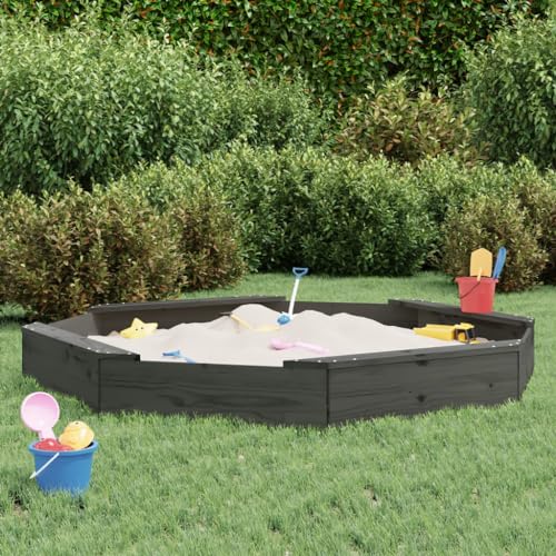 Outdoor Spielgeräte Sandkasten mit Sitzen Grau Achteckig Massivholz Kiefer Spielzeug & Spiele von AJJHUUKI