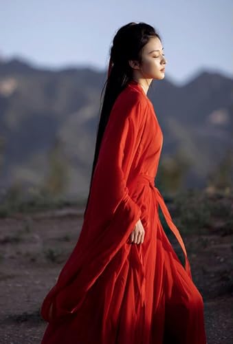 AJOHBM Hanfu-Kleid für Damen, traditionelles chinesisches Hanfu-Tanzkleid, Cosplay-Kostüm, Sommer, rotes Kleid, Hanfu für Damen von AJOHBM