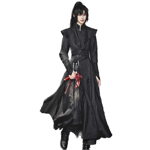 AJOHBM Sets für Herren, Karneval, Halloween, Cosplay, Party, Outfit, chinesische traditionelle Hanfu, schwarze Sets von AJOHBM