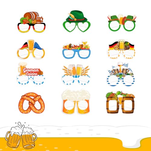 AJUNLKVDR 12 Stück Oktoberfest Accessoires,Oktoberfest Accessoires Herren,Deko Party Outfit,Damen Brillen Dekoration,Lustige Bayrische Brille AJUNLKVDR 12 Stück Oktoberfest Accessoires,Oktoberfest Accessoires Herren,Deko Party Outfit,Damen Brillen Dekoration,Lustige Bayrische Brille von AJUNLKVDR