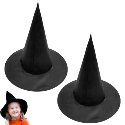 AJUNLKVDR 2 Stück Hexenhut,Hexenhut Kinder Halloween,Kinder für Schwarz,Hexenhüte Schwarzer Erwachsene,Hängende Schwarze Zauberer,Zauberhut Damen Dekoration,Halloween-Hexenhut Hexenkostüm,38x36cm von AJUNLKVDR