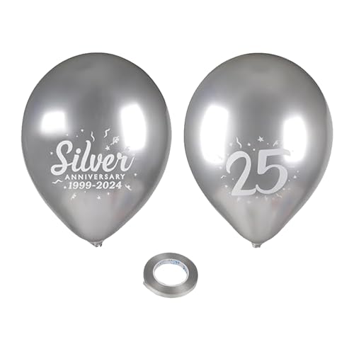 24 Stück Silberhochzeit,Silberhochzeit Deko,Luftballons Hochzeit Silber,Jahre Luftballon Silberne,Dekoration Draußen Girlande Geschenk,Tischdeko Ballon Streudeko,Ballons für Servietten Silberner von AJUNLKVDR