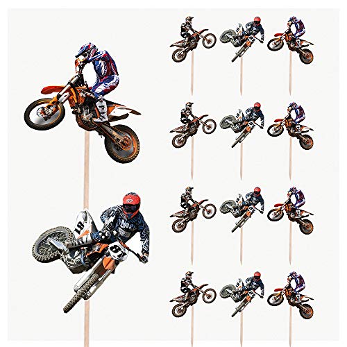 AK Giftshop Motocross Stunt Riders Mix Geburtstag Party Essen Cupcakes Picks Dekorationen Topper (14 Stück) von AK Giftshop