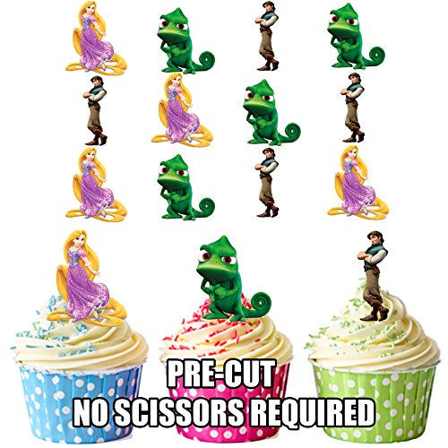 vorgeschnittenen Tangled/Rapunzel – Essbare Cupcake Topper/Kuchen Dekorationen (12 Stück) von AK Giftshop