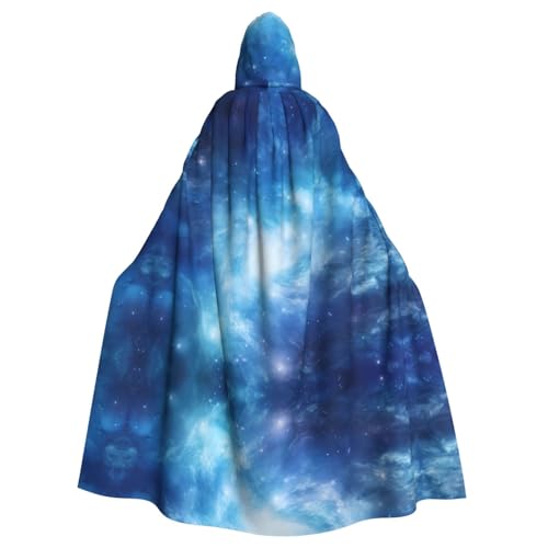 AKDODK Blauer Galaxy3-Aufdruck, Kapuzenmantel, Umhang, Halloween, Cosplay, Kostüme, für Erwachsene, Herren, Damen, dunkler Party-Umhang von AKDODK