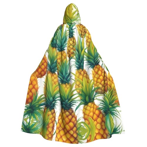 AKDODK Exotischer tropischer Ananas-Druck, Kapuzenmantel, Umhang, Halloween, Cosplay, Kostüme, für Erwachsene, Herren, Damen, dunkler Party-Umhang von AKDODK