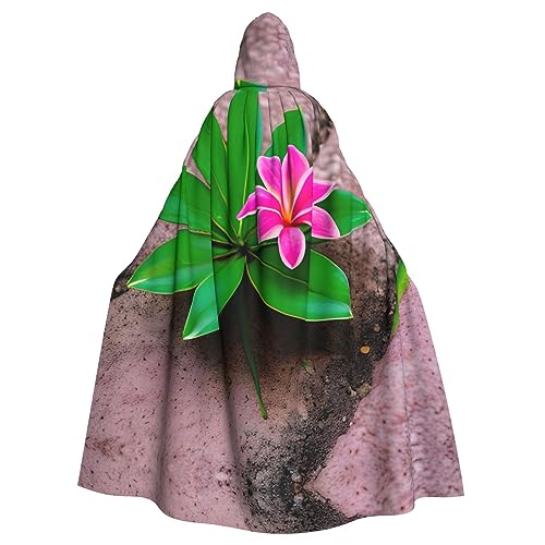 AKDODK Robe mit Kapuze und tropischem Blumendruck, rosafarbene Blumen, Halloween, Cosplay, Kostüme für Erwachsene, Herren, Damen, dunkler Party-Umhang von AKDODK