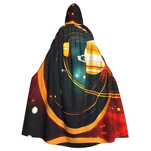 AKDODK Sonnensystem Jupiter Saturn Print Kapuzenmantel Umhang Halloween Cosplay Kostüme für Erwachsene Männer Frauen Dunkle Party Capes von AKDODK