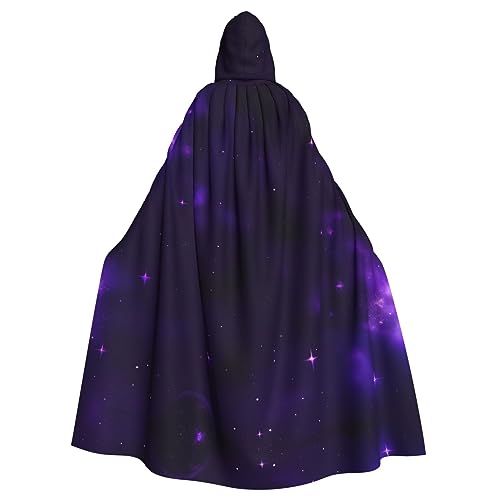 AKDODK Umhang mit Kapuze, Galaxie, Sternenhimmel, Violett, Sternenmotiv, Halloween, Cosplay, für Erwachsene, Herren, Damen, dunkler Party-Umhang von AKDODK